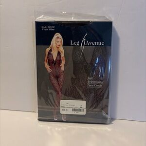 Leg Avenue Lace Bodystocking Plus Size 8683Q Black NEW